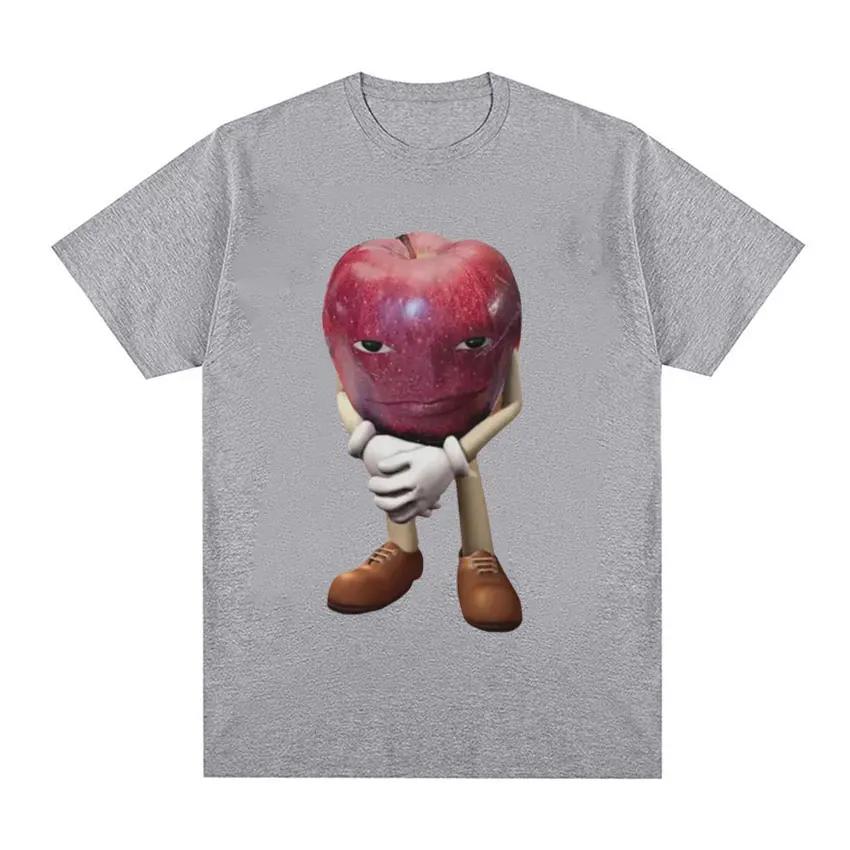 Summer Round Neck Funny Apple Pattern Top Fashionable Casual Pure Cotton Short Sleeved Men's and Women's Unisex T-shirts