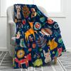 Cartoon Forest Animals Blanket Soft Warm Deer Rabbit Owl Fox Print Throw Blanket for Teens Adults Gift Sofa Chair Bed Office