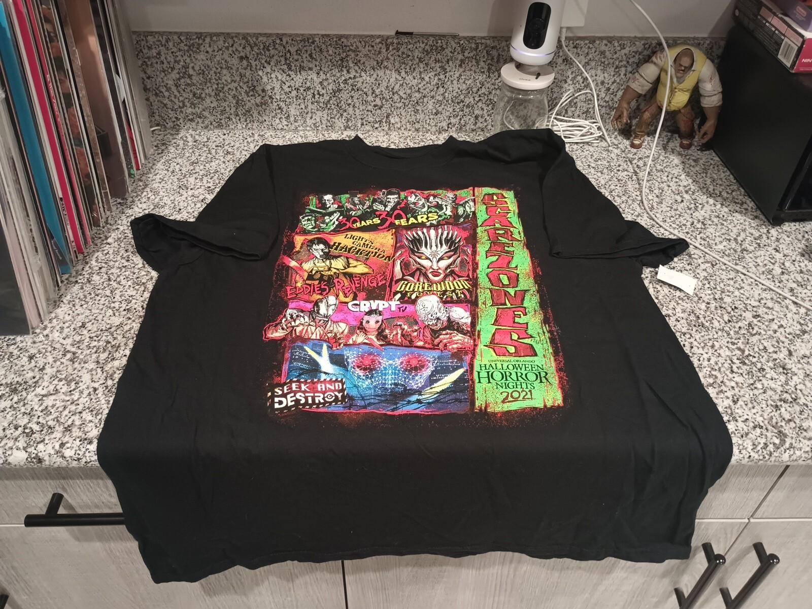 halloween horror nights 2021 BRAND NEW and UNUSED Scarezones shirt XL
