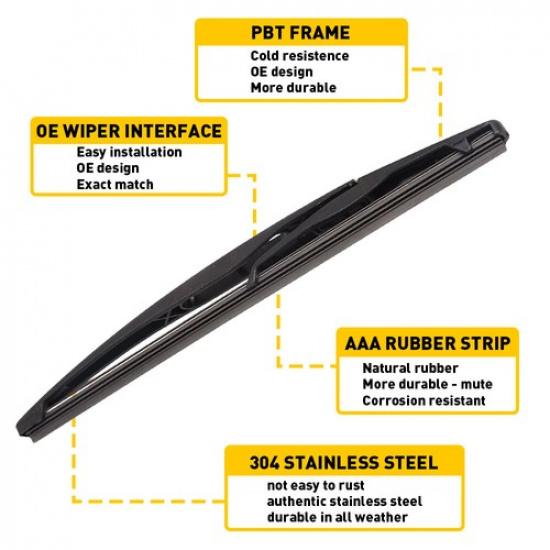 KIT Rear Pair Wiper Arm & Blade For 2012-18 Sonic Hatchback 2012-18 Sonic Sedan