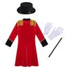 Boys Circus Costume Set Long Sleeve Stand Collar Tassel Shoulder Tailcoat Hat Magic Wand Gloves Performance