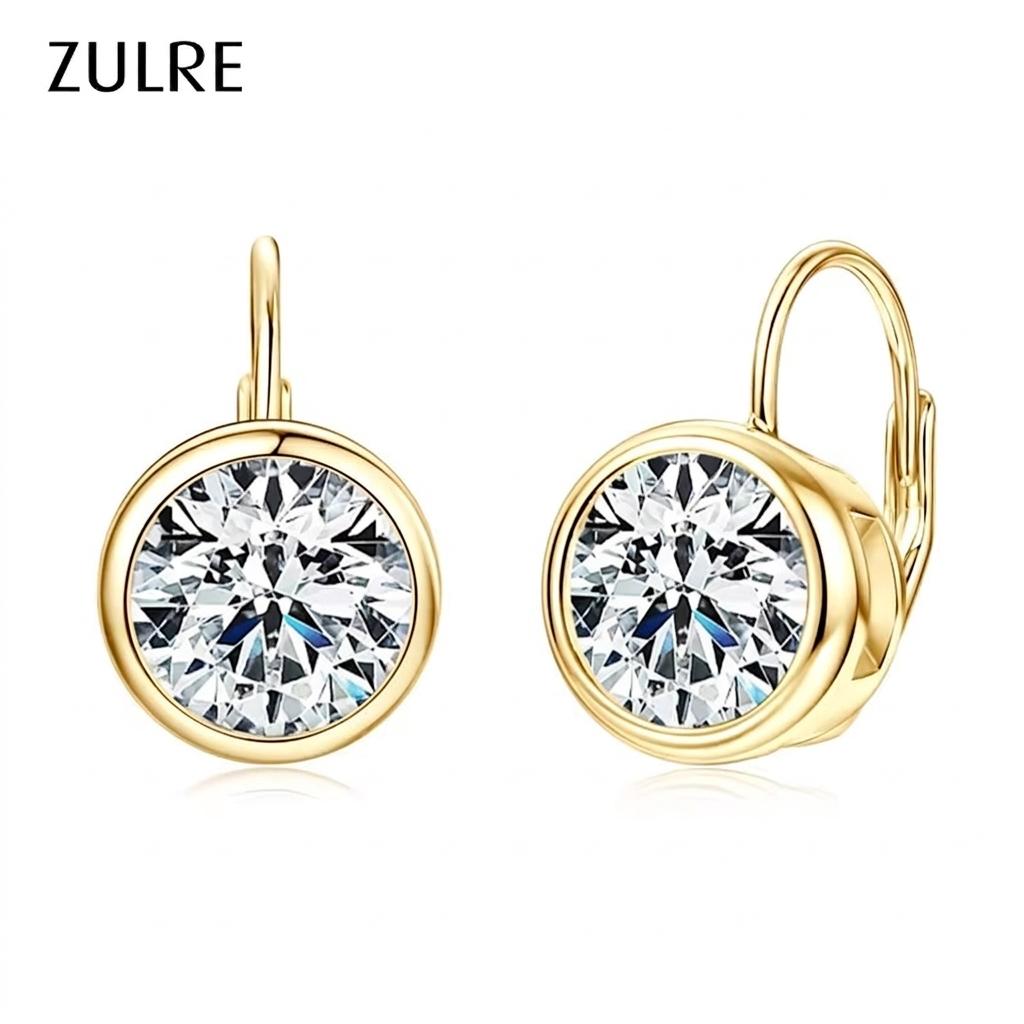 10K Solid Yellow Gold Ear Huggies with Certificate Moissanite Earring Hoop Clip Earring Wedding Wedding Banquet Fine Jewelry New