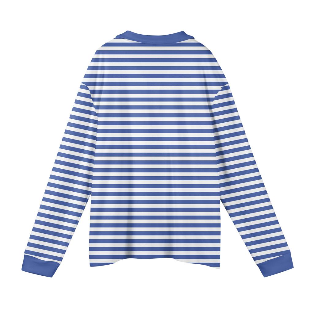 Men's Casual Striped Print Button-Up Long-Sleeve Tops