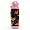 1PC Dark Butterfly Floral Square Pattern 750ml Color Plastic Sports Water Bottle Leakproof Flip Straw Lid Suitable for Sports Office Home Use