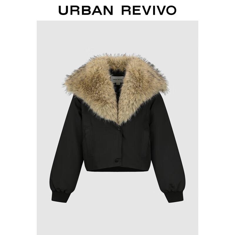 

UR2025 Women s Retro Barn Style Fur Collar Short Down Jacket XS