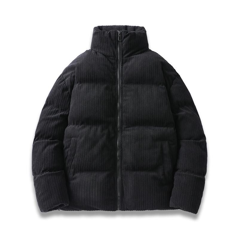 Autumn and winter cotton coat, stand collar, casual and versatile men's jacket, fashionable loose cotton coat, solid color bread coat