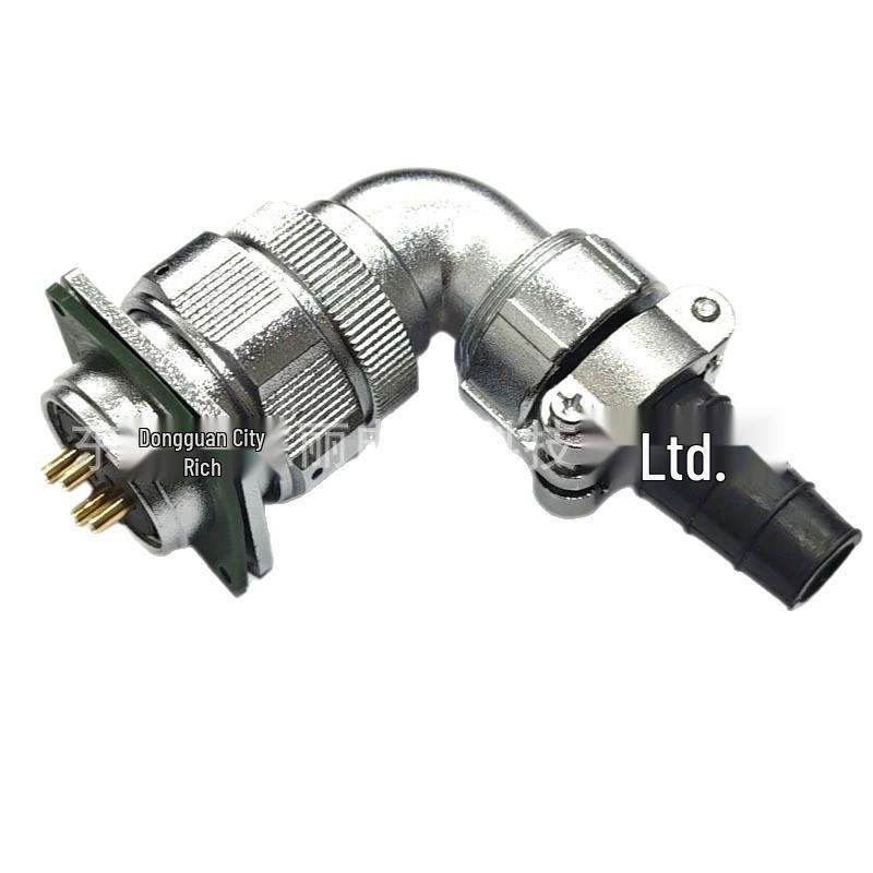 90° Angled Waterproof Aviation Socket Connector, 26-Pin Core for Electrical Cable TV+Z