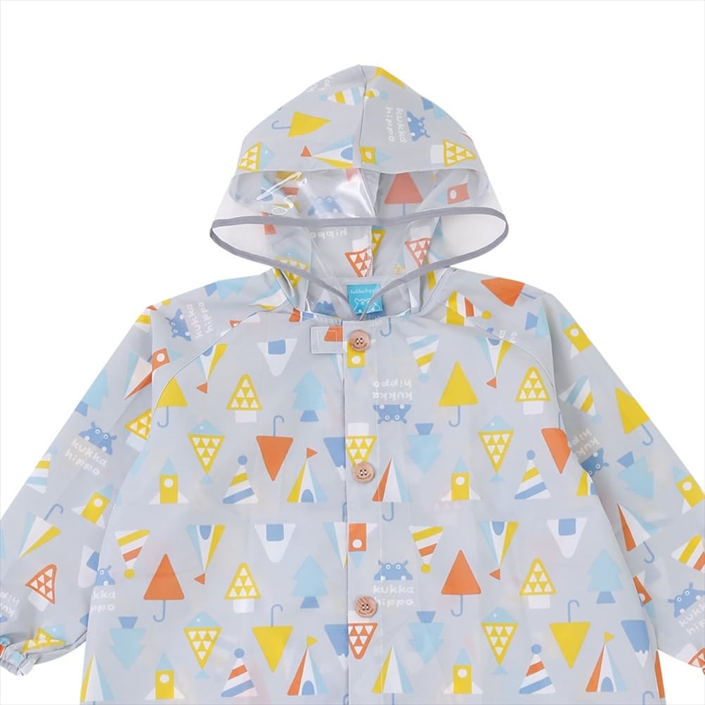 Ogawa Kukka Hippo Triangle with Reflective Backpack with Storage and Adjustable Tucks for Wearing Over a Backpack Kids' Raincoat, 120cm, Tape,