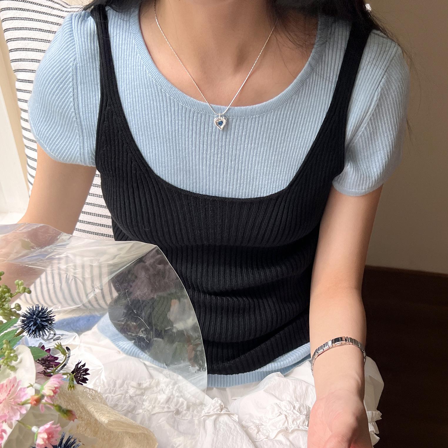 

Lehu Women s Korean Style Knitted Tank Top - Versatile & Elastic for Spring/Summer 2024 One Size