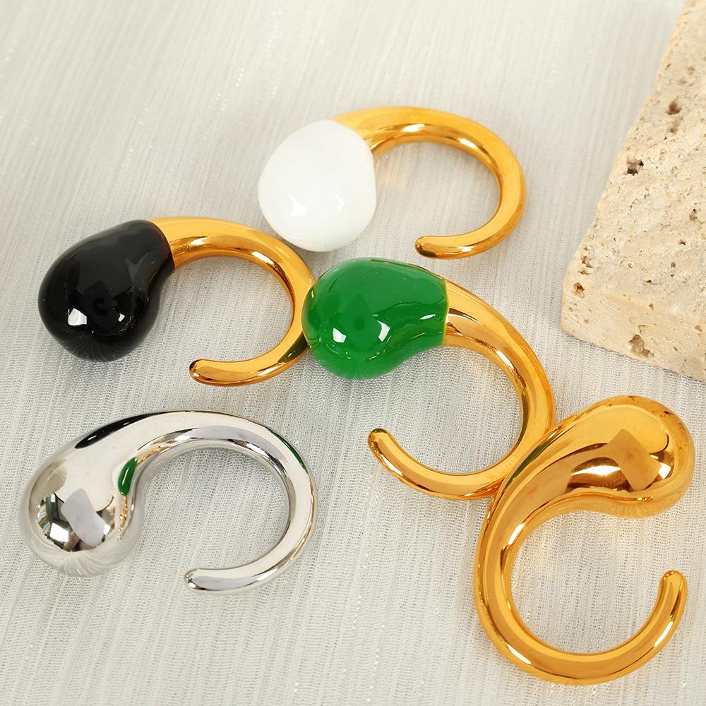 Fashion Personality Epoxy Versatile Simple Niche Design Glossy Ring Titanium Steel Drop