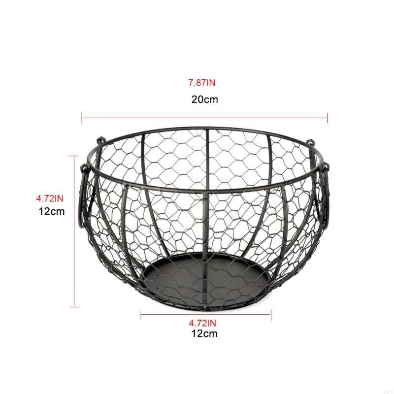 Kitchen Storage Metal Wire Egg Basket Farm Chicken Cover Egg Holder Nordic Fruit Container X3UC
