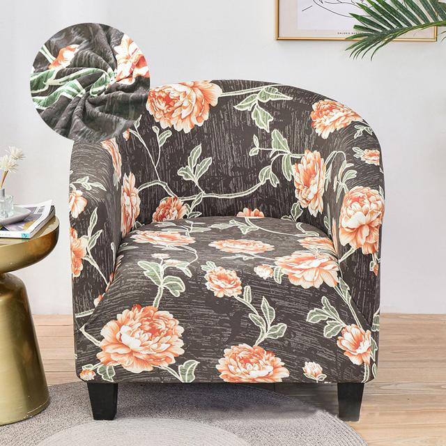 Levivel Club Chair Slipcover Stretch Armchair Printed Tub Chair Cover Living Sofa Cover Spandex Couch Cover Designed For Bar Counter Family Room