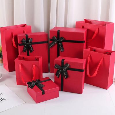 In-Stock Large Red Lid Christmas Gift Box Set with Tote Bag