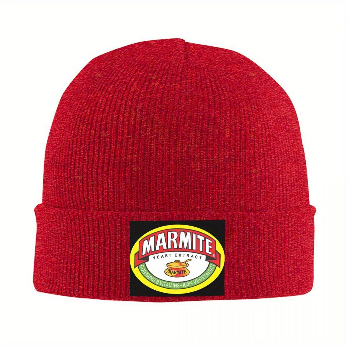 

Marmite Logos Warm Knitted Cap Hip Hop Bonnet Hat Autumn Winter Outdoor Beanies Hats for Unisex Adult