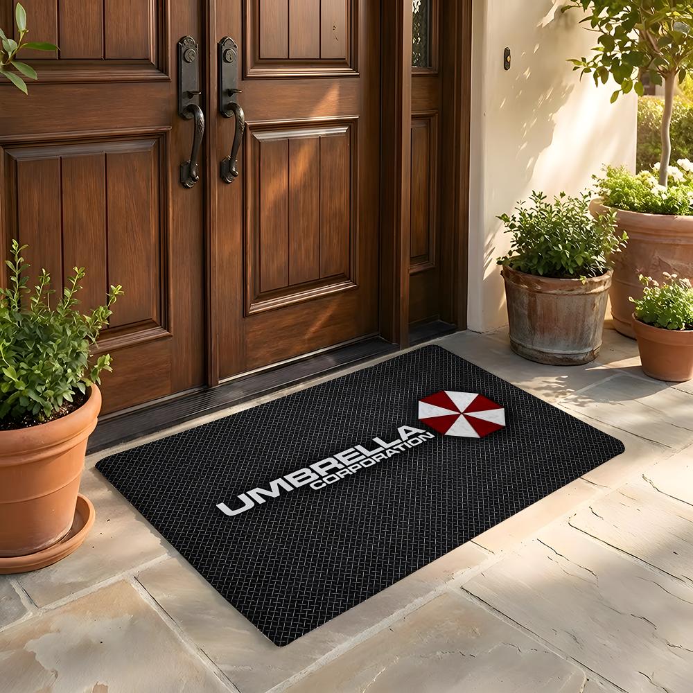 

Floor Mat Soft Flannel Rug Non-Slip Absorbent Mat for Bathroom Bedroom Home Decor Horror Movie Umbrella Corporation anime 50x80cm