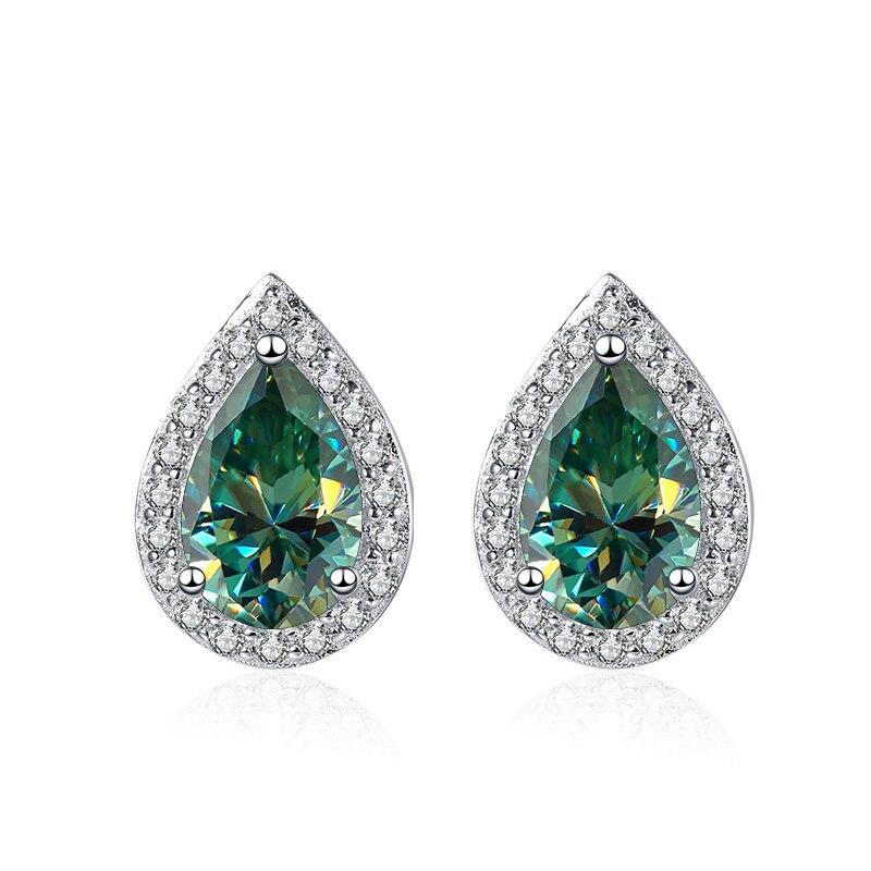Bague Ringen 100% 925 Sterling Silver 1CT Water Drop Moissanite Stud Earrings For Women Platinum Plated Party Fine Jewelry Gift