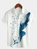 Herren Blau Floralprint Hawaiian Hemd mit Knöpfen Sommer Strand Lässig Kragen Kurzarmhemd Ropa Casual Para Hombres
