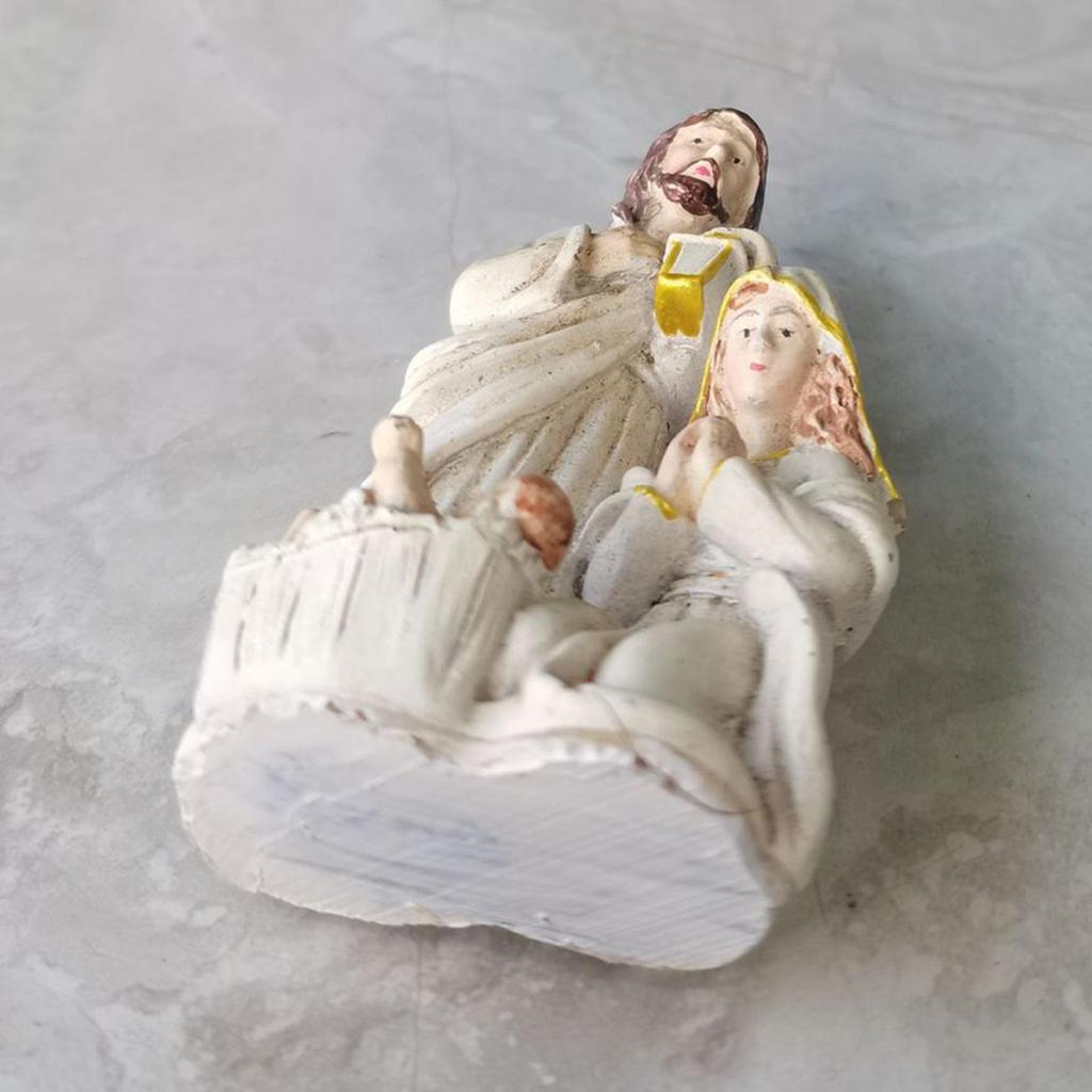 Christ Nativity Statues Scene Set Birth of Jesus Figurine for Car Decoration