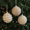 Christmas Tree Decoration Natural Fiber Twine Braided Foam Ball Holiday Hanging Ornament For Mantels Window Wall Display
