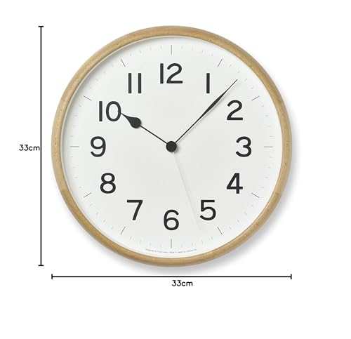 Lemnos Root Analog Wall Clock, Natural Wood, ROOT NY21-08 NT, Diameter 33cm, Thickness 4.8cm