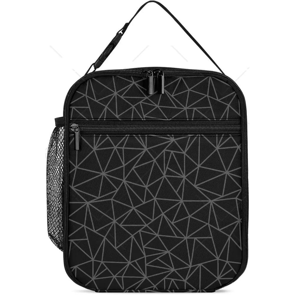 Black and White Printed China Zodiac Lunch Box, Reusable Spacious Lunch Bag for Women Men Insulated Bag Tote for Work Picnic