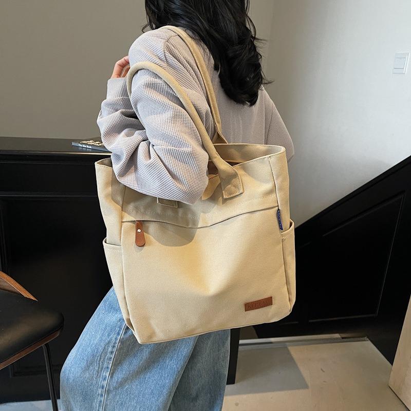 Large-capacity canvas tote bag female new student class commuting versatile leisure shoulder bag