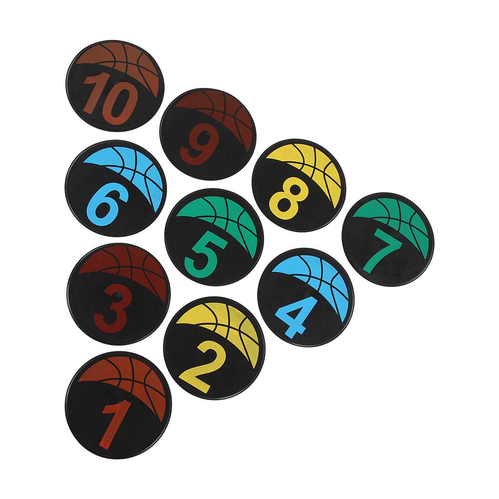 Flat Cones Spot Markers Numbered Floor Spot Markers Set Soccer Basketball Sports Speed Agility