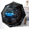 Regenschirm mit Automotiv-Muster, tragbares und faltbares Design, 8 Schirmrippen, ein lässiges Accessoire für Halloween-, Weihnachts- und Geburtstagsgeschenke.