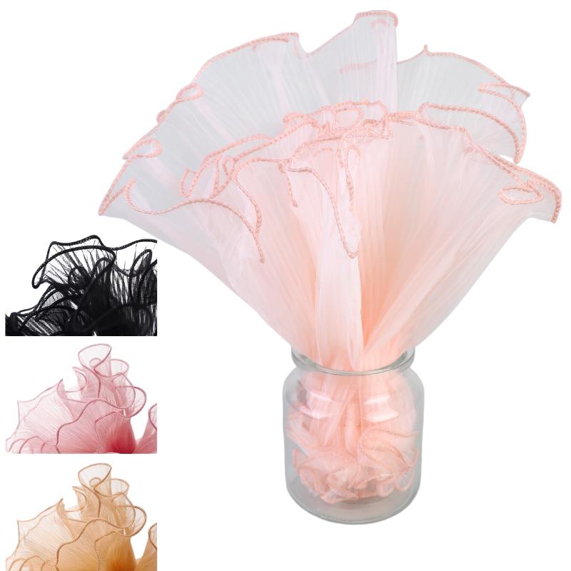 1Pcs DIY Wedding Decoration 4.5 Yards 27cm Plain Edged Wave Gauze Fresh Flower Packaging Lace Gift Wrapping Material