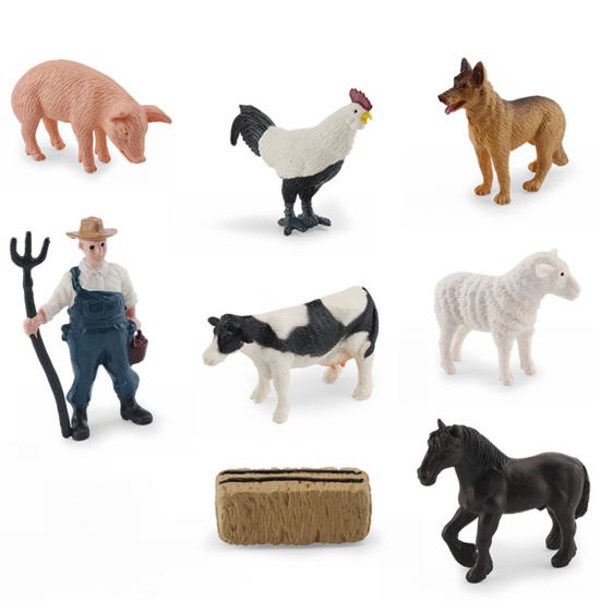 1 Set Farm Animal Figurines Cute Plastic Miniature Figurine Pretend Toys Scene Props Educational Toy Solid Model Simulation Cattle Sheep