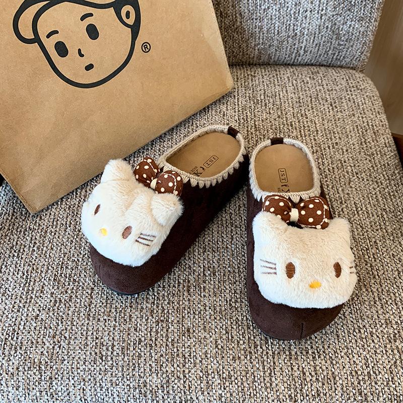 

Милый котик милый ленивый мешок голова тапочки женская одежда 2025 осень и зима повседневные однопедальные толстоподошвенные полутапочки 37