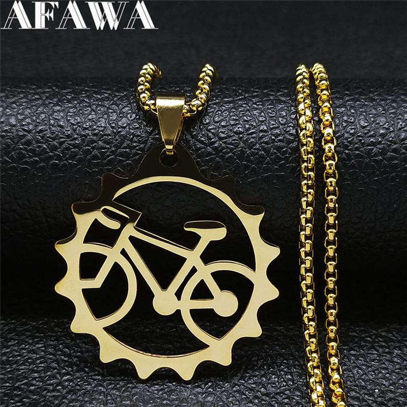Stal Nierdzewna Wisiorek Naszyjnik Rowerowy dla Mężczyzn Kobiet Rower Kolarstwo Opona Łańcuszek Choker Biżuteria Szyjna pingente bicicleta N2654S01