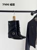 Sheepskin version~ Square head pleated stacking boots autumn new belt buckle low heel short boots short locomotive boots