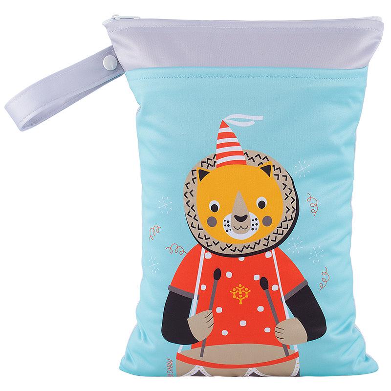 Cross-border Cartoon Print Hanging Baby Storage Bag, Reusable Diaper Bag with Wet/Dry Separation, Double-layer.