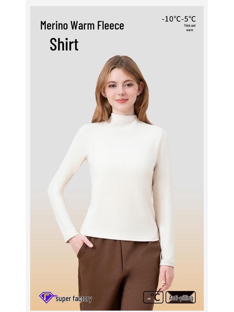 Women's Merino Wool Fleece Base Layer Top for Autumn