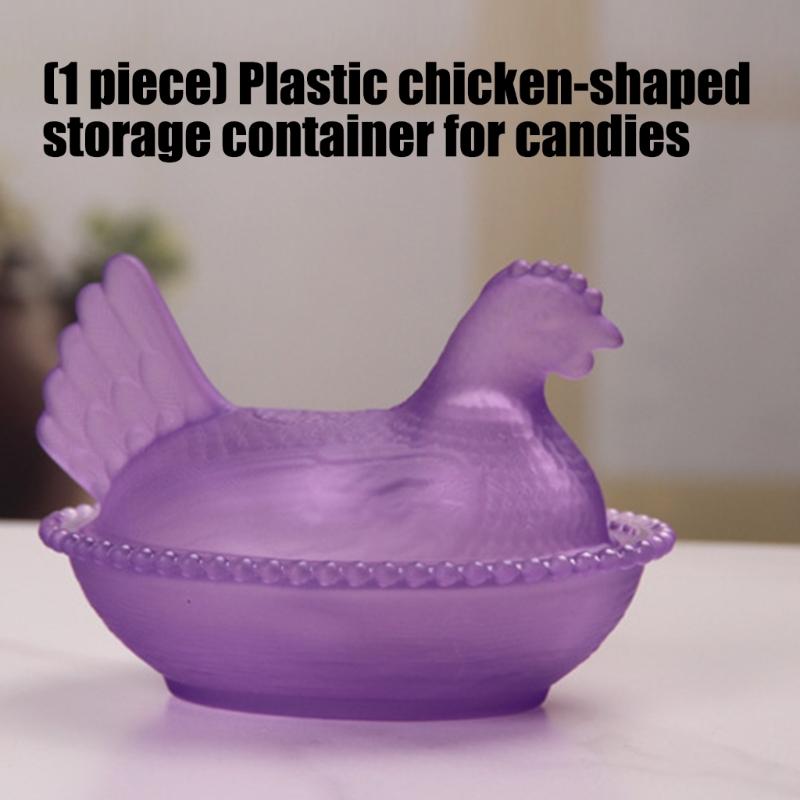 Cute Plastic Clear Hen On Nest Covered Candy Dish Dessert Plate Desktop Easter Christmas Decors Farmhouses Ornament