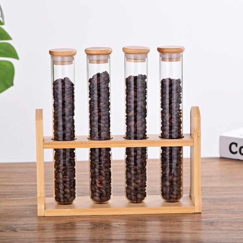 Glass test tube display, tea storage, transparent sealed jar, coffee beans, milk tea shop, restaurant bar supplies, sealed bottle
