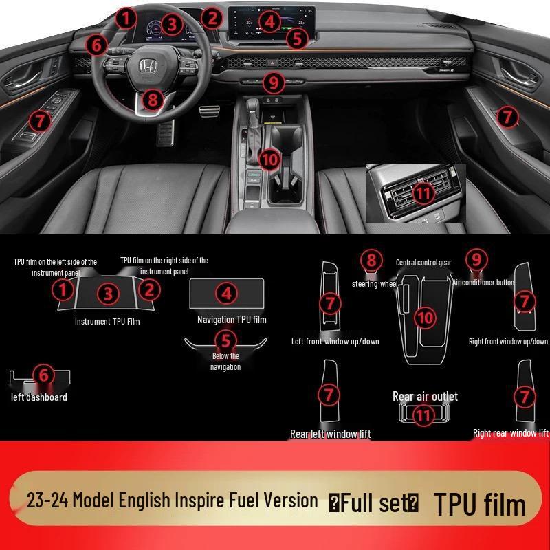 Honda Inspire Interior Protection Film for Center Console & Dashboard Decoration