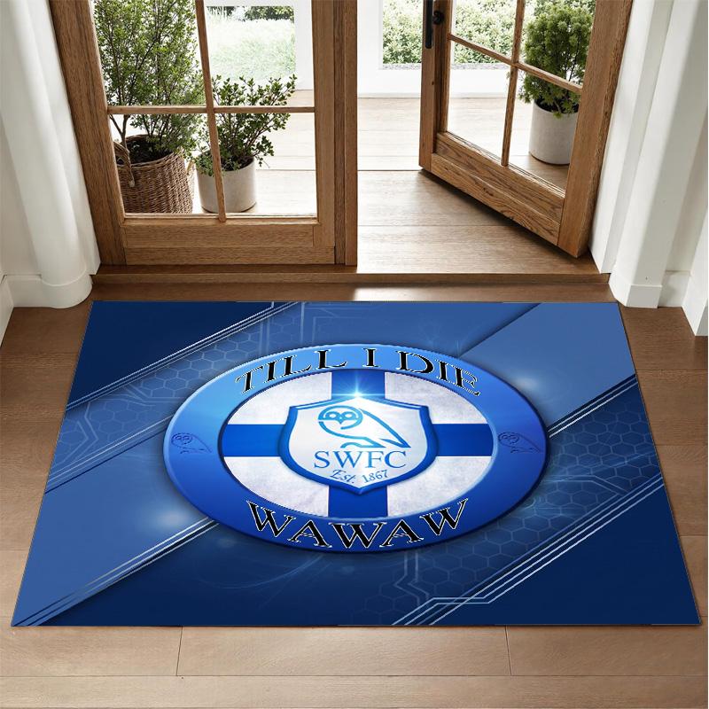 Sheffield Wednesday Design Crystal Velvet Rug Soft Decorative Mat for Bedroom Entrance