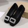 Fashion Ladies Footwear Low Heel Elegant Rhinestone Women's Flat Shoes Slip-on Black Stylish Comfortable 2025 Trend Promotion Dress 39