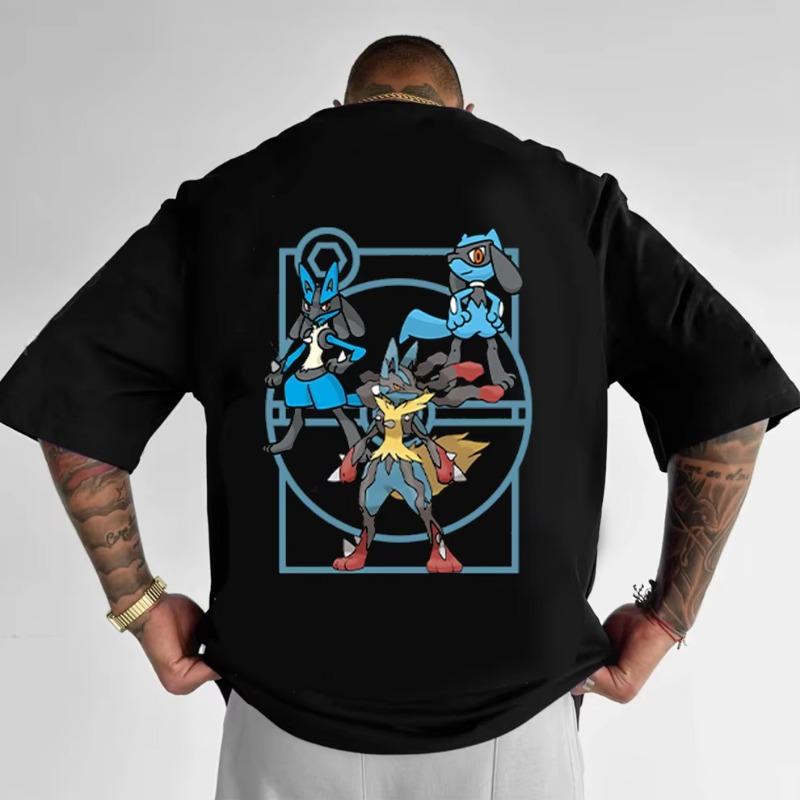 25 Letní Pokémon Anime Lucario Charizard Značka 100% Čistá Bavlna Potiskované Tričko Pánské Harajuku Univerzální Krátký Rukáv Y2k Volné