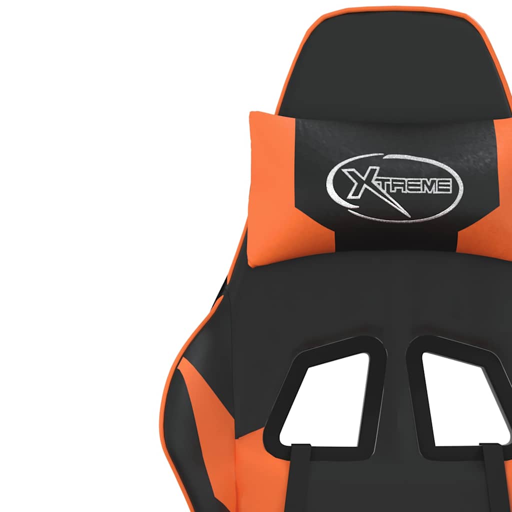 Gaming Chair In Black and Orange Synthetic Leather