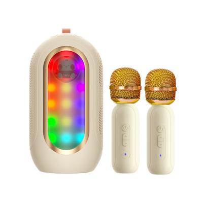 Mini Karaoke Machine Ασύρματο μικρόφωνο και Σετ ηχείων με 2 Επαναφορτιζόμενα Μικρόφωνα Χρώμα LED
