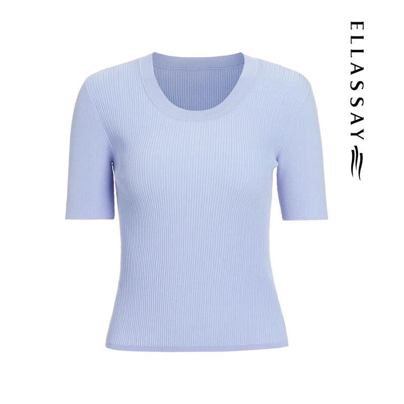 ELLASSAY Women's Slim Fit Short Sleeve Knit Top