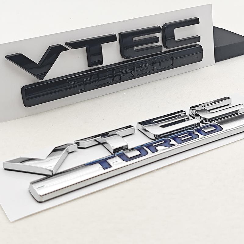 3D ABS Chrome Black Logo VTEC TURBO Car Rear Trunk Sticker Fender Emblem Decal Badge For Honda Civic Accord CRV Auto Accessories akp256