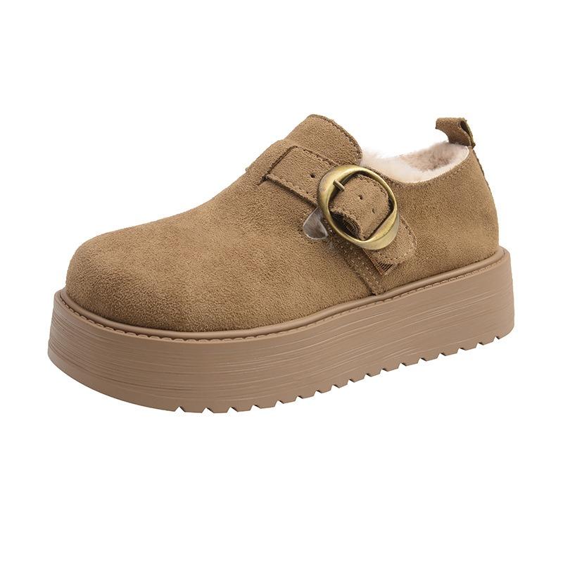 Thick-soled Velvet Women's Winter Warm Snow Boots, New One-pedal Bread Cotton Shoes, Lazy Doudou Shoes