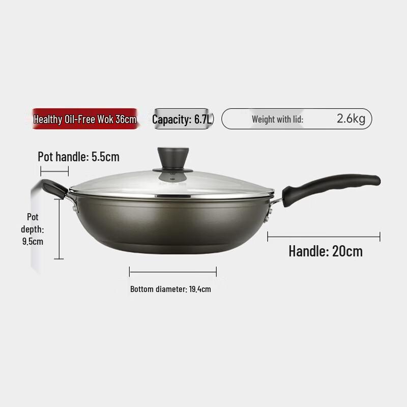 COOKER KING 36cm Flat-Bottom Non-stick Stir-Fry Wok