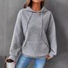 Women's Hooded Sweatshirt Spring and Autumn Style Waffle Fashion Beautiful Solid Color Hooded Drawstring Loose Sweatshirt