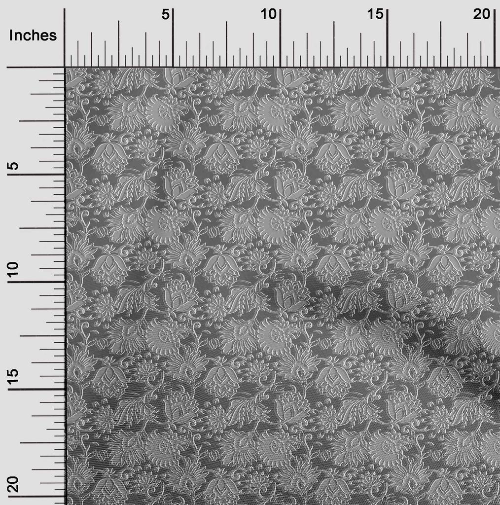 oneOone Baumwollpopeline Grauer Stoff Kalamkari-Stoff zum Nähen Bedruckter Bastelstoff pro Yard 42 Zoll