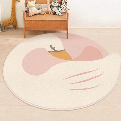 Cartoon Style Bedroom Decor Round Carpet Thick Plush Carpets for Living Room Anti-slip Bedside Floor Mat Fluffy Soft Lounge Rug